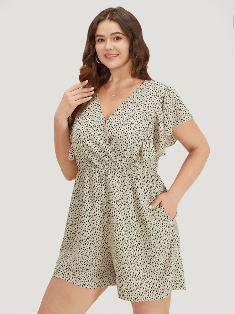 Leopard Ruffle Cap Sleeve V Neck Pocket Jumpsuit sold by Bloomchic product image thumbnail 3