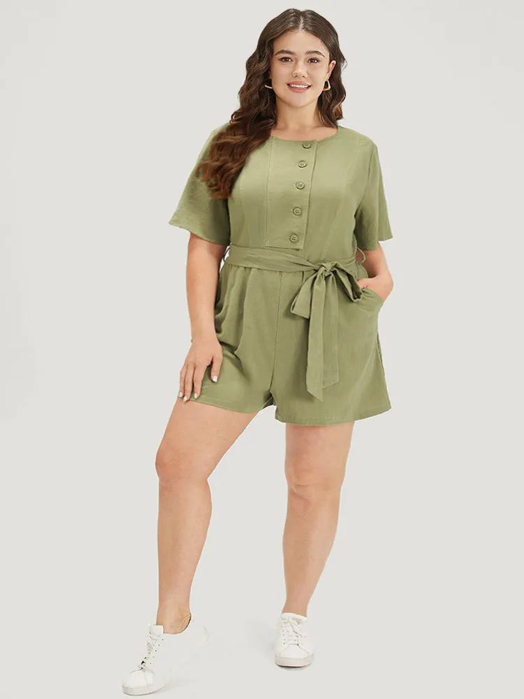 Plain Pocket Belted Button Through Jumpsuit sold by Bloomchic product image thumbnail 4