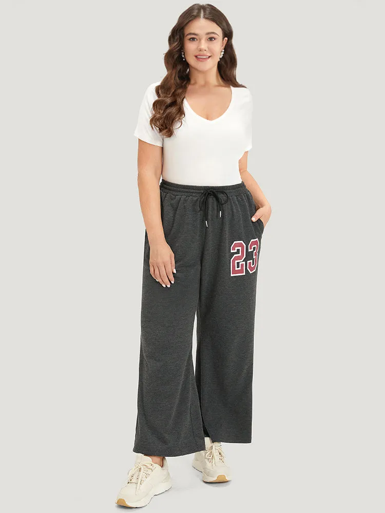 Number Print Drawstring Pocket Elastic Waist Sweatpants sold by Bloomchic product image thumbnail 3