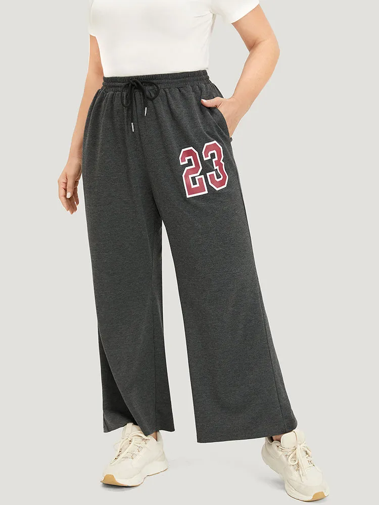Number Print Drawstring Pocket Elastic Waist Sweatpants sold by Bloomchic product image thumbnail 2