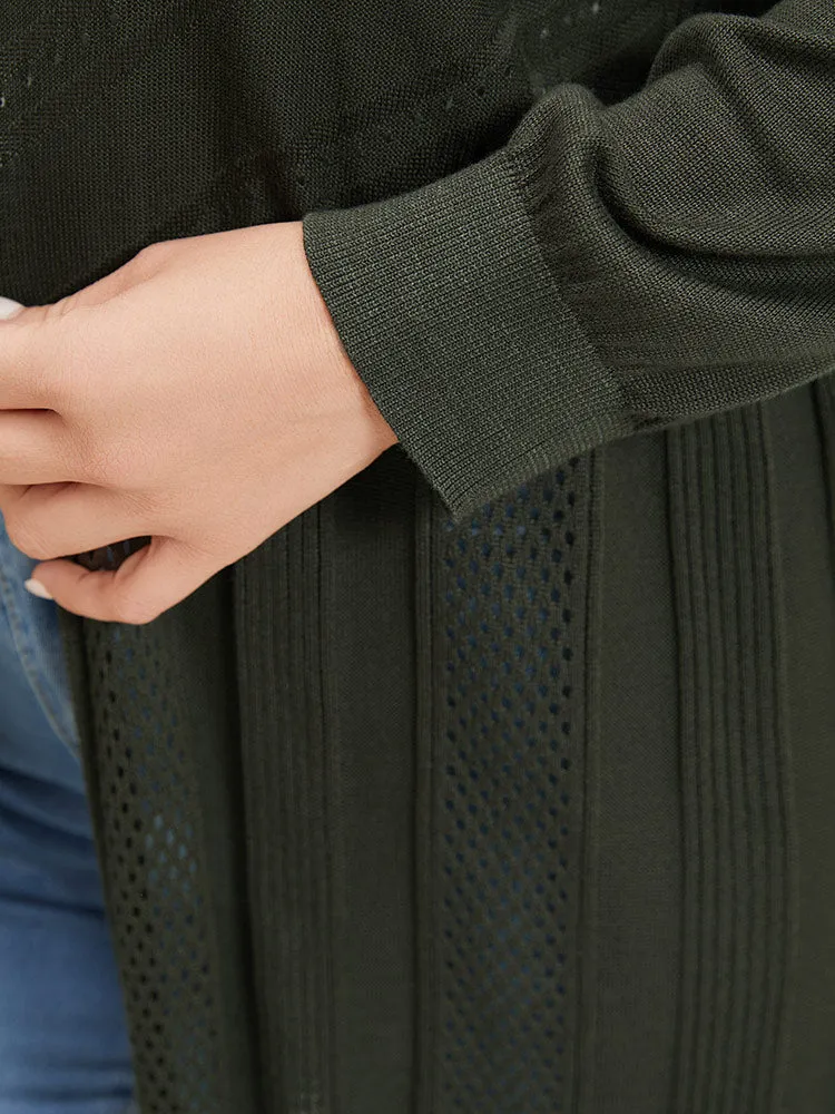 Supersoft Essentials Solid Open Front Geo Eyelet Cardigan sold by Bloomchic product image thumbnail 5