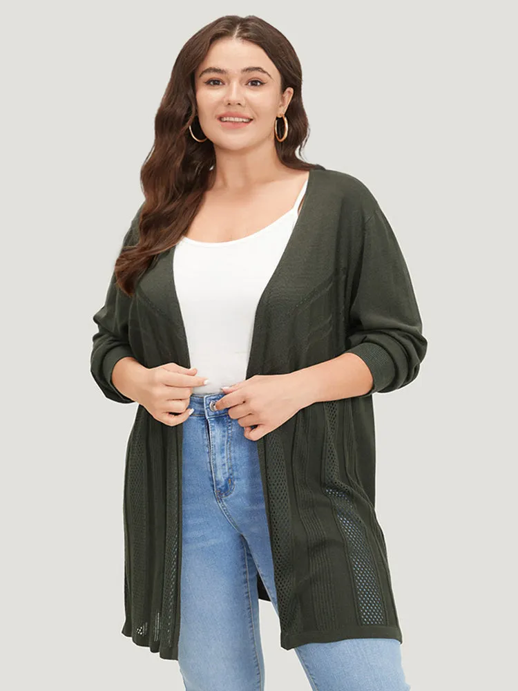 Supersoft Essentials Solid Open Front Geo Eyelet Cardigan sold by Bloomchic product image thumbnail 3