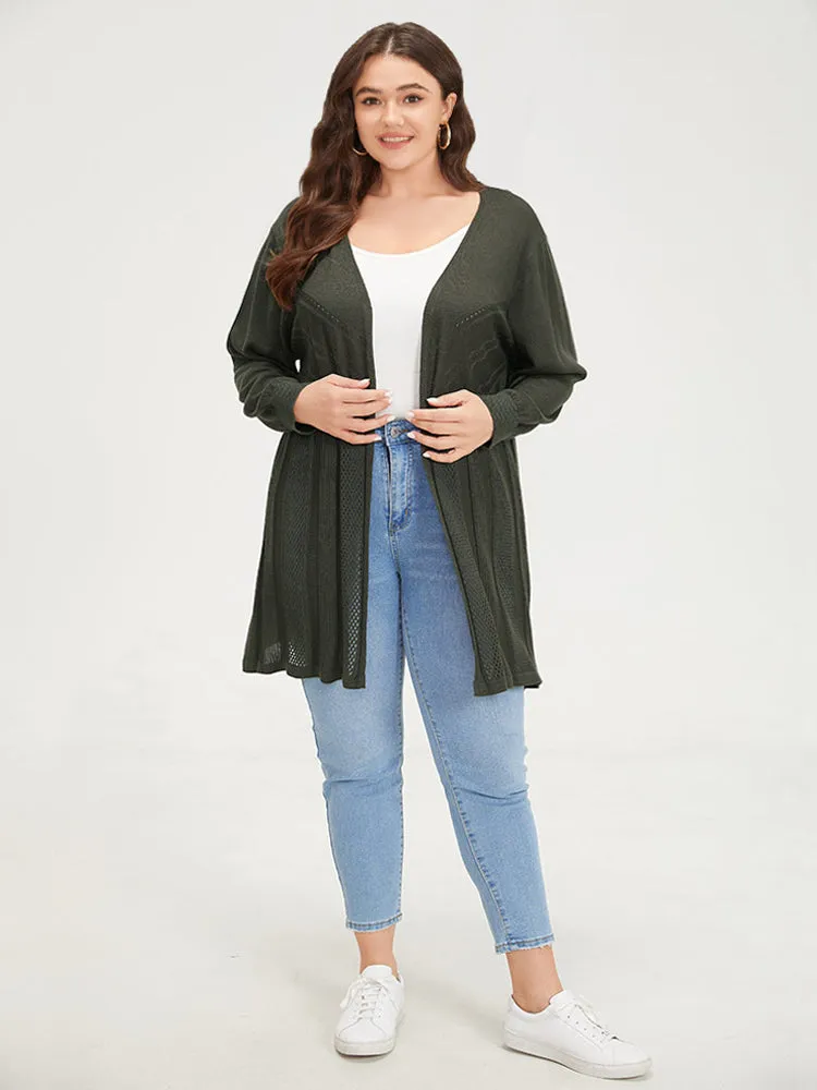 Supersoft Essentials Solid Open Front Geo Eyelet Cardigan sold by Bloomchic product image thumbnail 4