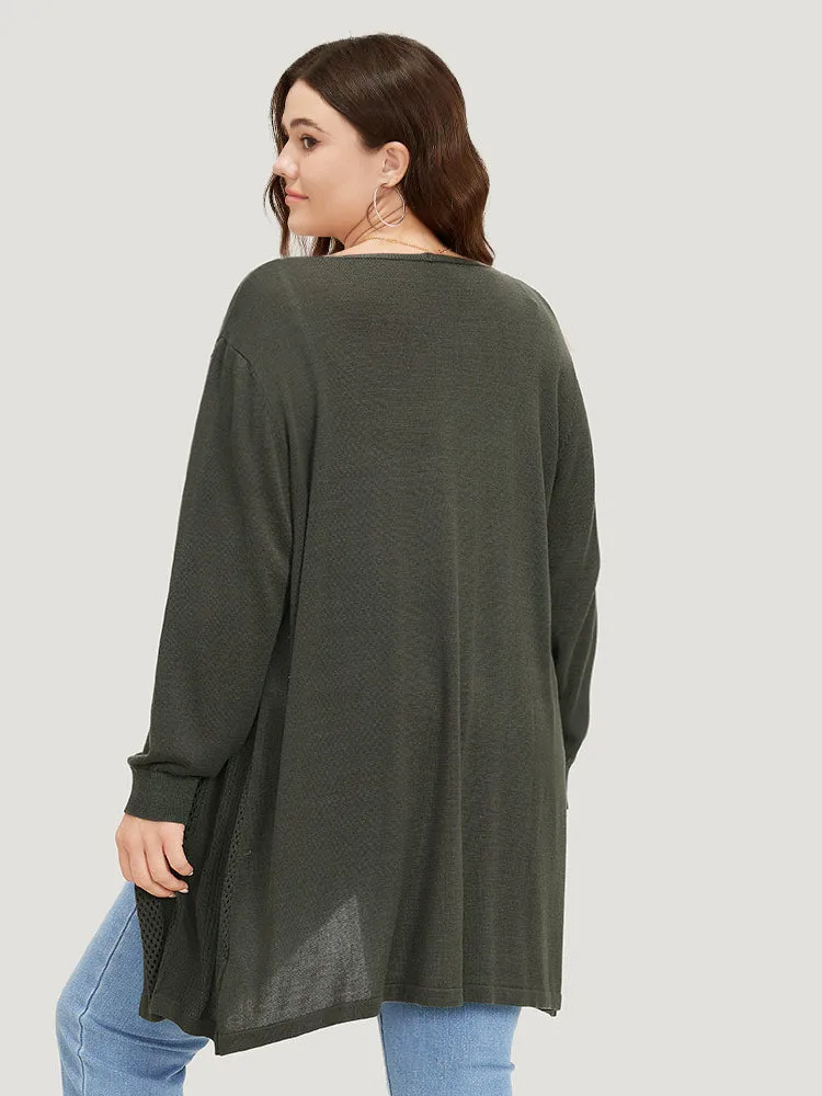 Supersoft Essentials Solid Open Front Geo Eyelet Cardigan sold by Bloomchic product image thumbnail 2