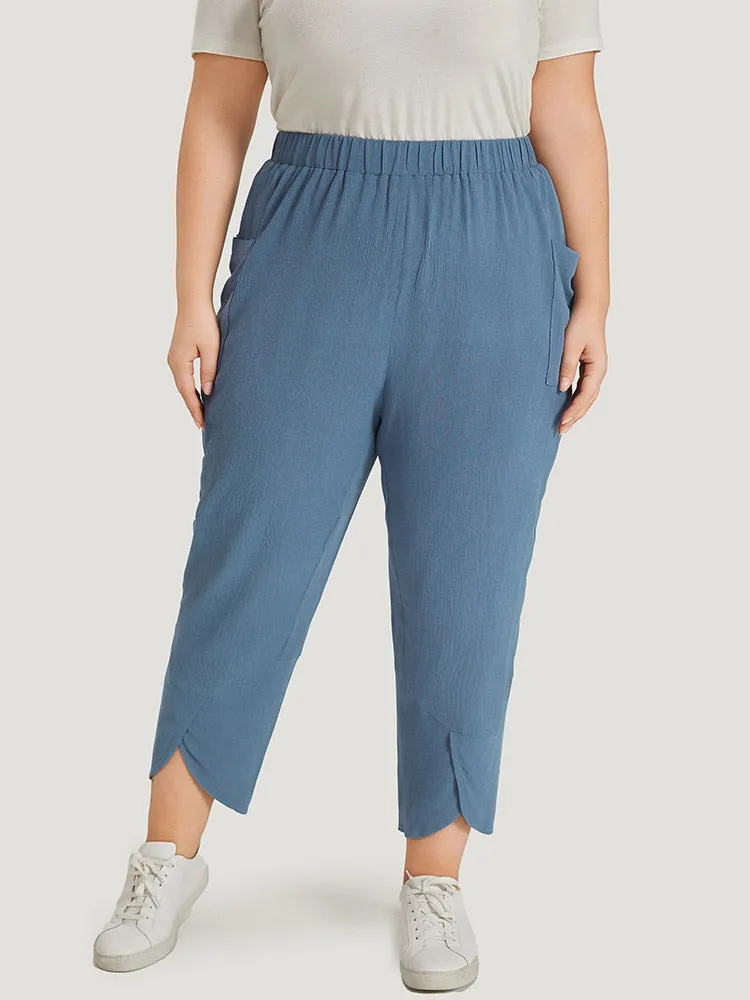 Solid Pocket Elastic Waist Wrap Hem Pants sold by Bloomchic product image thumbnail 3