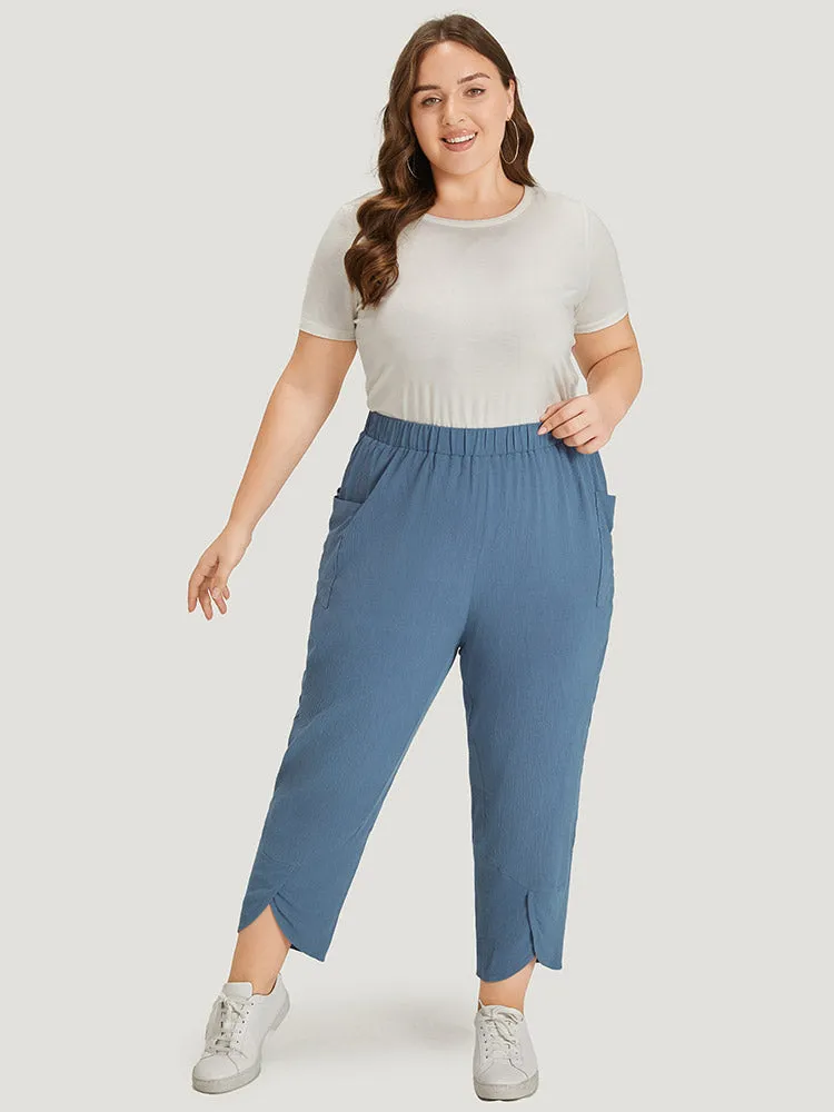 Solid Pocket Elastic Waist Wrap Hem Pants sold by Bloomchic product image thumbnail 4