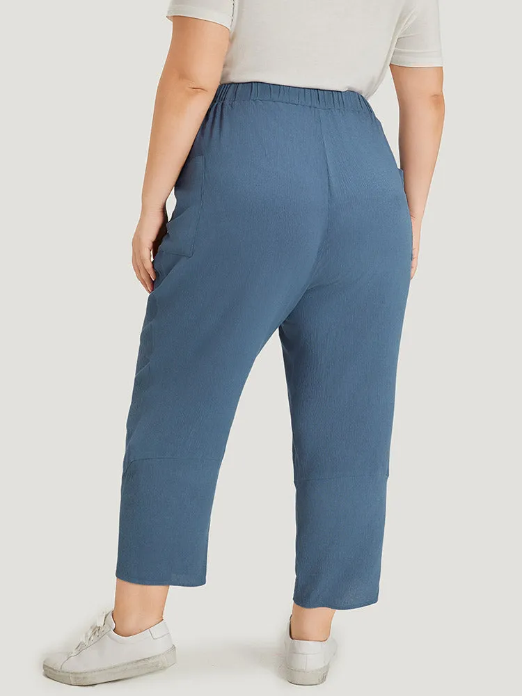 Solid Pocket Elastic Waist Wrap Hem Pants sold by Bloomchic product image thumbnail 5