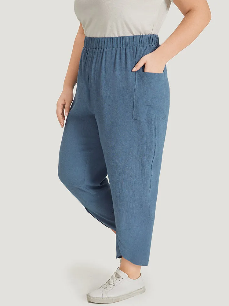 Solid Pocket Elastic Waist Wrap Hem Pants sold by Bloomchic product image thumbnail 2