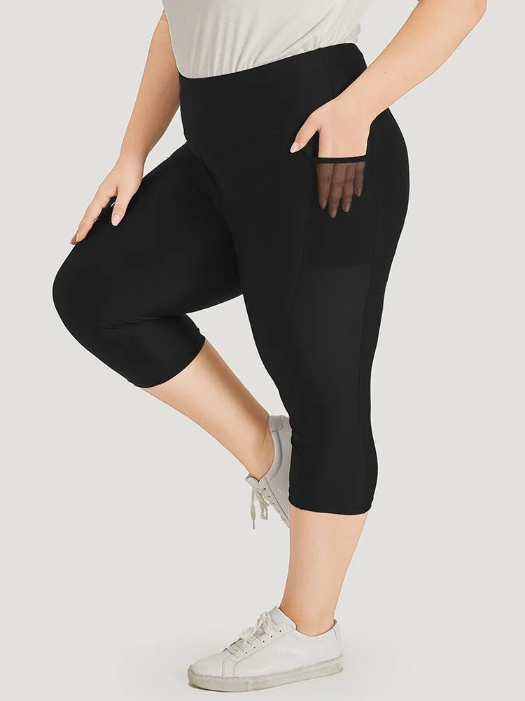 Plain Patchwork Pocket Wideband Waist Leggings sold by Bloomchic