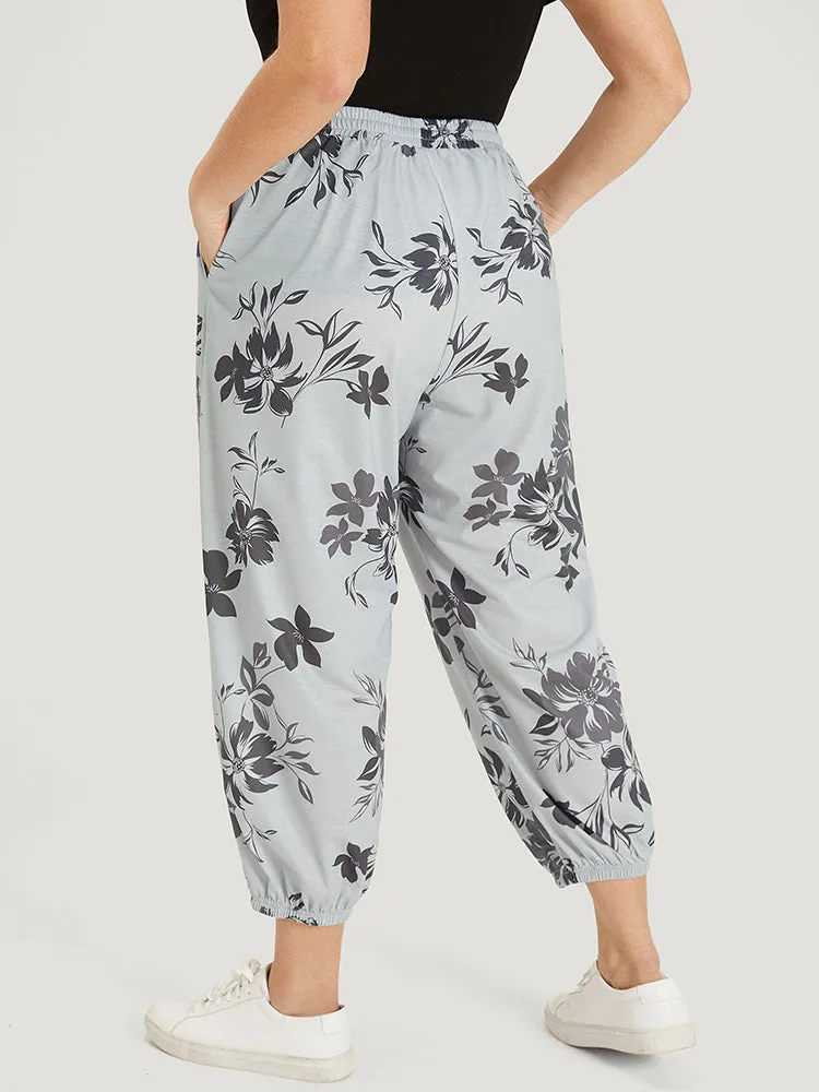 Silhouette Floral Print Pocket Elastic Waist Sweatpants sold by Bloomchic product image thumbnail 5