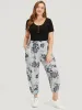 Silhouette Floral Print Pocket Elastic Waist Sweatpants sold by Bloomchic