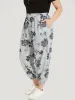 Silhouette Floral Print Pocket Elastic Waist Sweatpants sold by Bloomchic