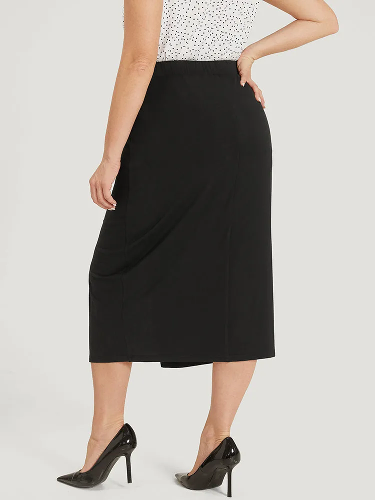 Plain Twist Front Split Hem Midi Skirt sold by Bloomchic product image thumbnail 5