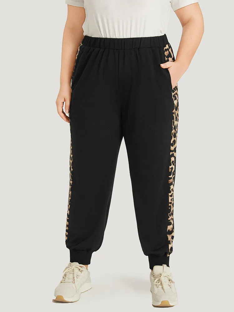 Leopard Patchwork Pocket Elastic Waist Sweatpants sold by Bloomchic product image thumbnail 3