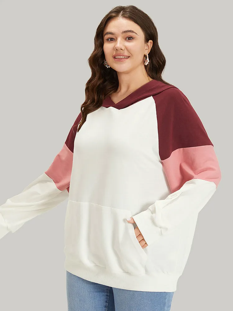 Colorblock Patchwork Hooded Pocket Elastic Cuffs Sweatshirt sold by Bloomchic product image thumbnail 5