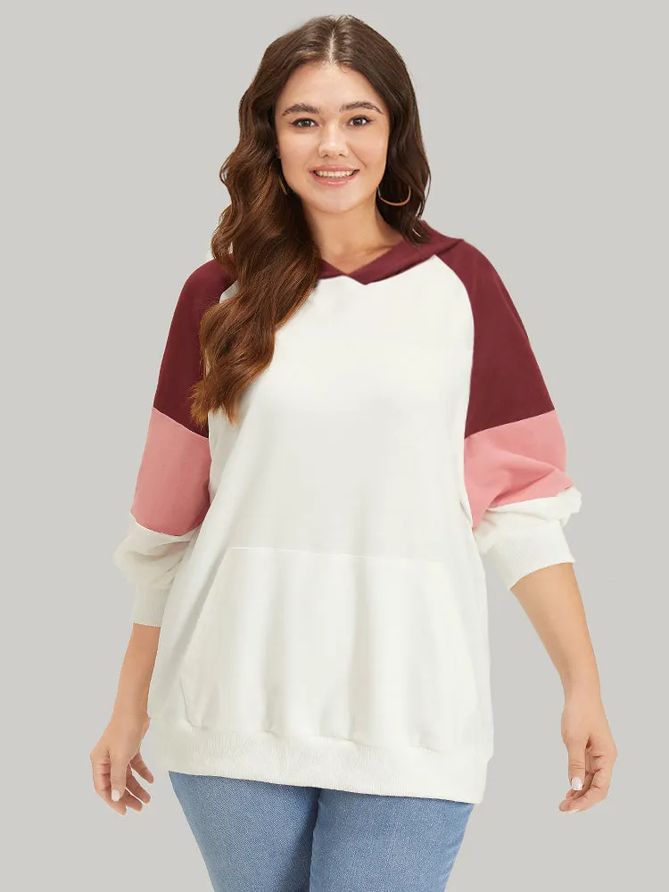 Colorblock Patchwork Hooded Pocket Elastic Cuffs Sweatshirt sold by Bloomchic product image thumbnail 2