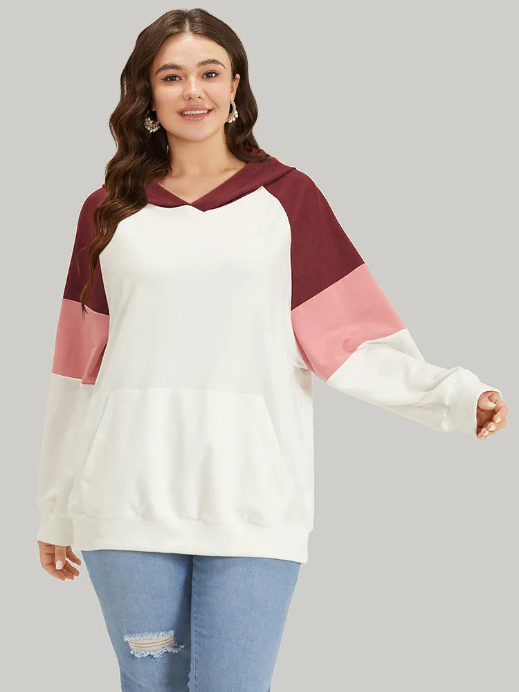 Colorblock Patchwork Hooded Pocket Elastic Cuffs Sweatshirt sold by Bloomchic product image thumbnail 3