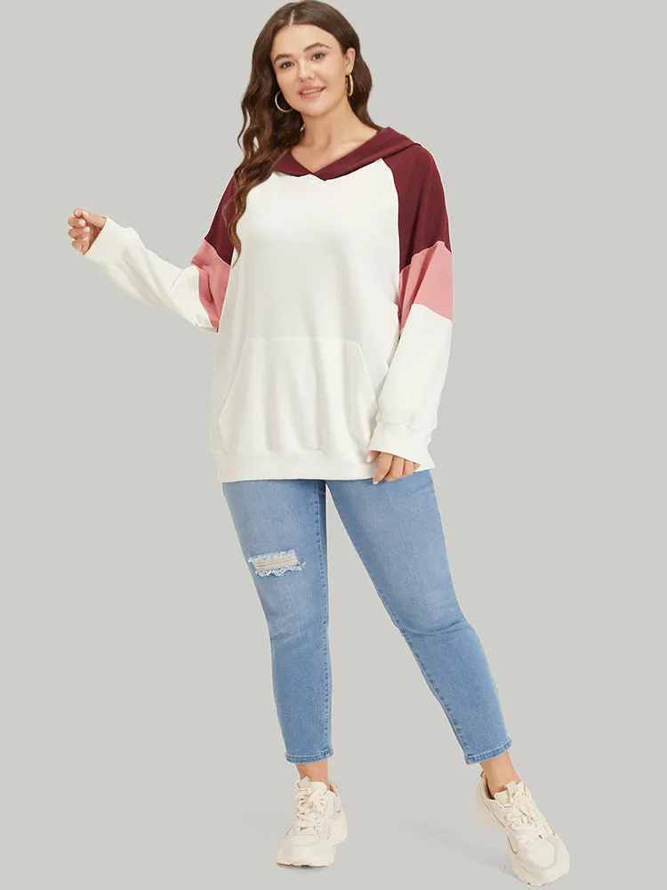 Colorblock Patchwork Hooded Pocket Elastic Cuffs Sweatshirt sold by Bloomchic product image thumbnail 4