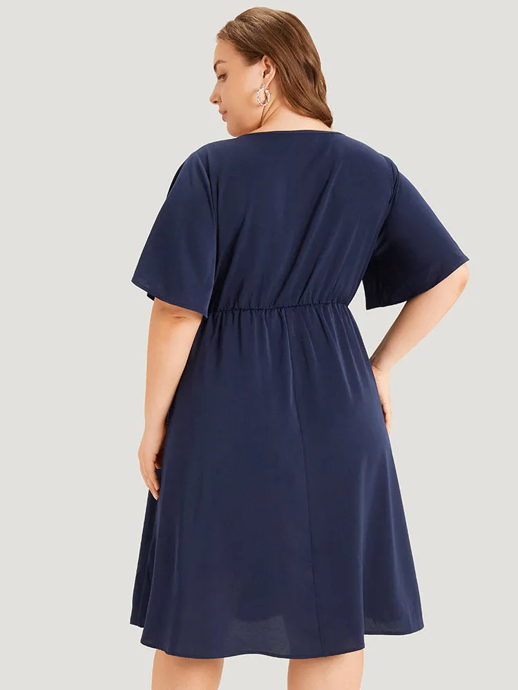 Solid Cut Out Pocket Pearl Beaded Detail Dress sold by Bloomchic product image thumbnail 4