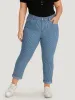 Striped Print Roll Hem Zipper Fly Jeans sold by Bloomchic