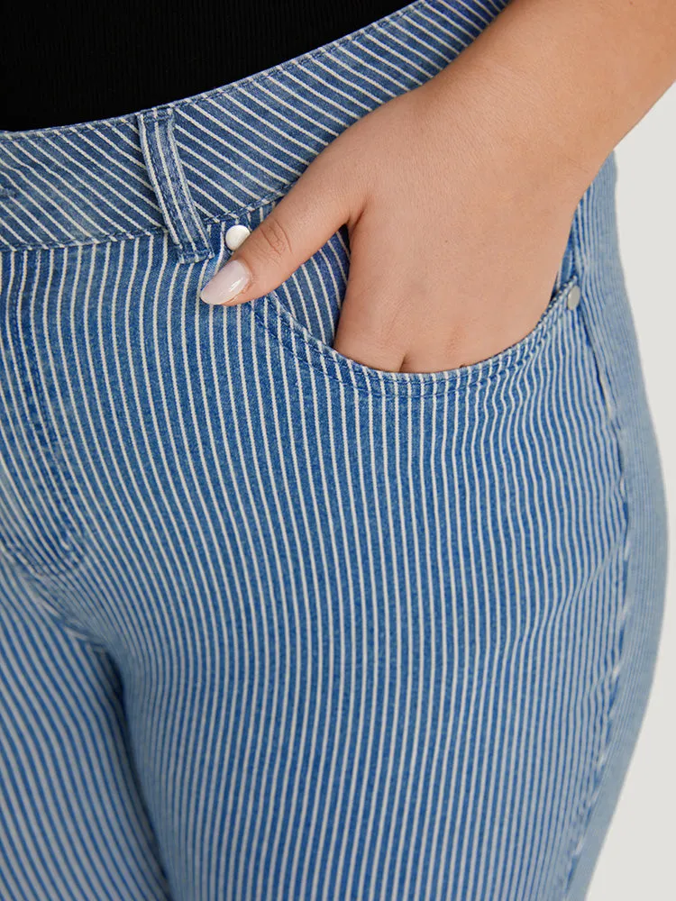Striped Print Roll Hem Zipper Fly Jeans sold by Bloomchic product image thumbnail 2