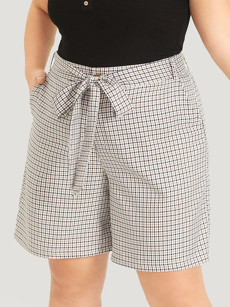 Gingham Belted Slant Pocket Shorts sold by Bloomchic product image thumbnail 3