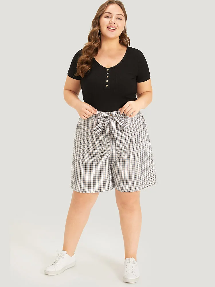 Gingham Belted Slant Pocket Shorts sold by Bloomchic product image thumbnail 4