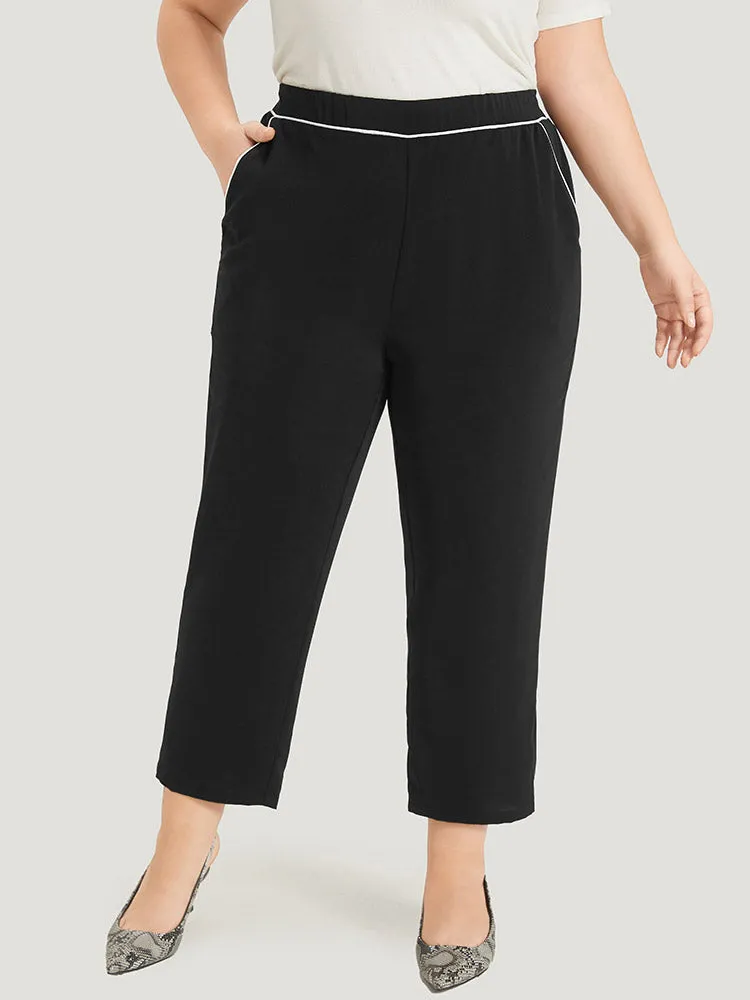 Two Tone Seam Detail Pocket Elastic Waist Pants sold by Bloomchic