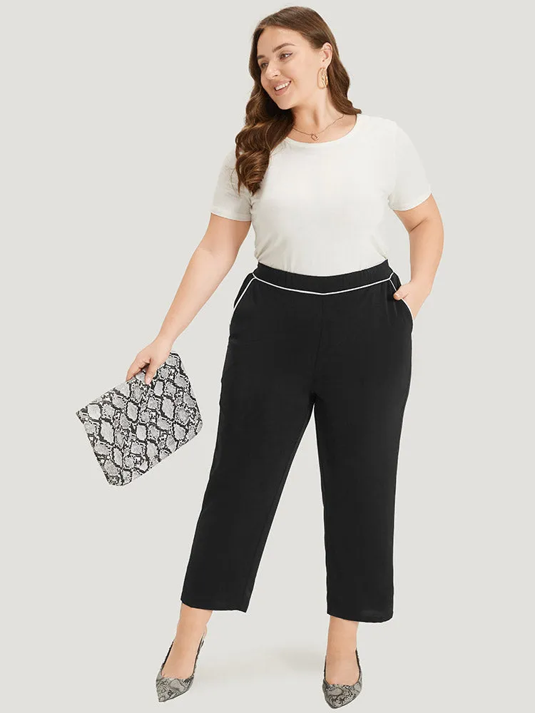 Two Tone Seam Detail Pocket Elastic Waist Pants sold by Bloomchic product image thumbnail 3