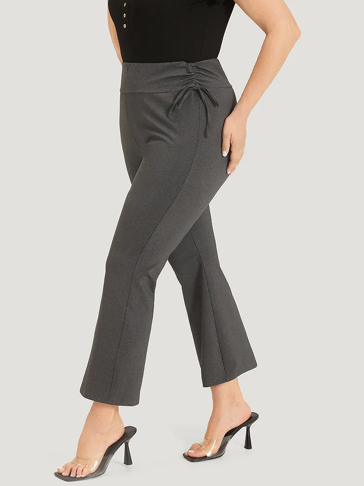 Plain Drawstring Side Ruched Bootcut Wideband Waist Leggings sold by Bloomchic product image thumbnail 3