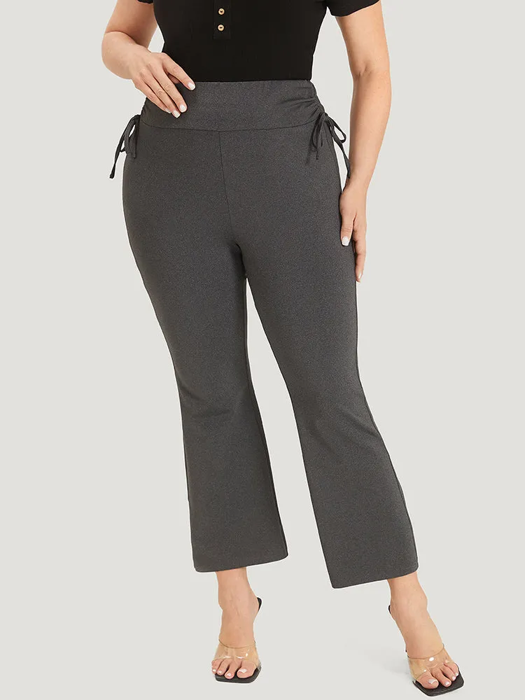 Plain Drawstring Side Ruched Bootcut Wideband Waist Leggings sold by Bloomchic product image thumbnail 5