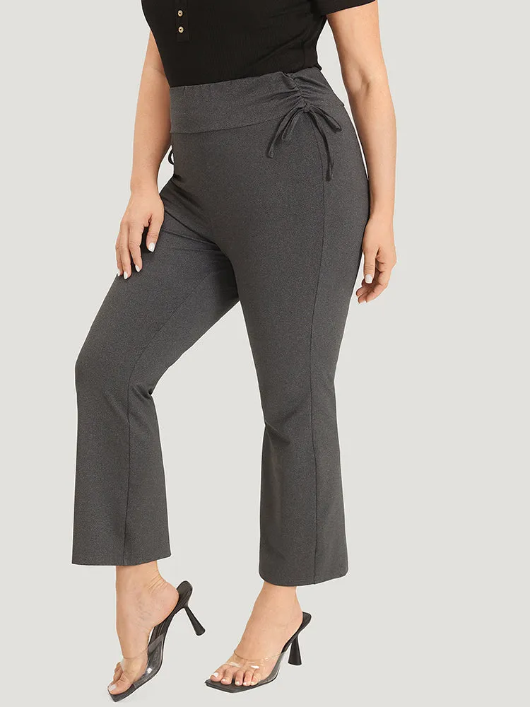 Plain Drawstring Side Ruched Bootcut Wideband Waist Leggings sold by Bloomchic product image thumbnail 2