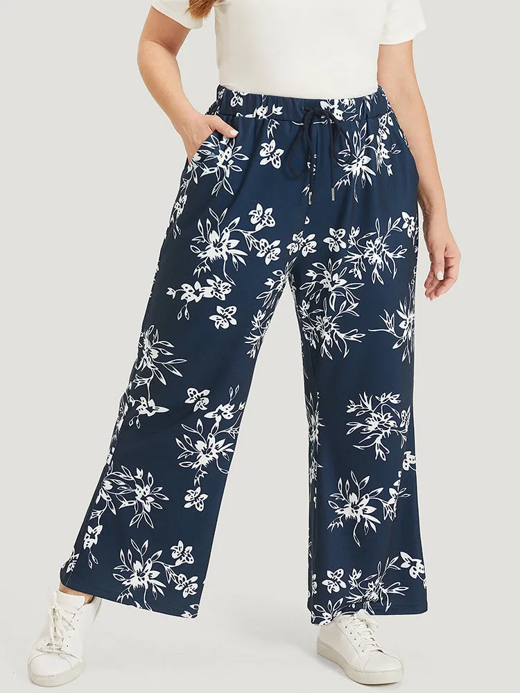 Silhouette Floral Print Drawstring Pocket Sweatpants sold by Bloomchic product image thumbnail 3