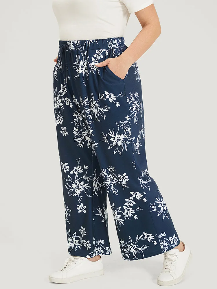 Silhouette Floral Print Drawstring Pocket Sweatpants sold by Bloomchic product image thumbnail 5