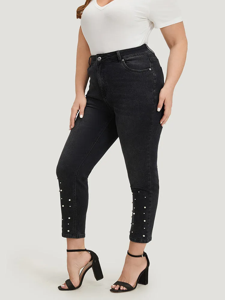 Beaded Detail Pocket Very Stretchy Black Wash Jeans sold by Bloomchic product image thumbnail 4