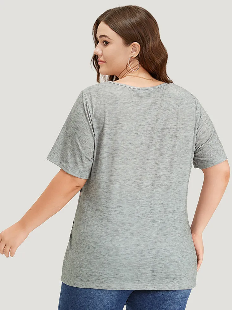 Floral Print Contrast Crew Neck T-shirt sold by Bloomchic product image thumbnail 2