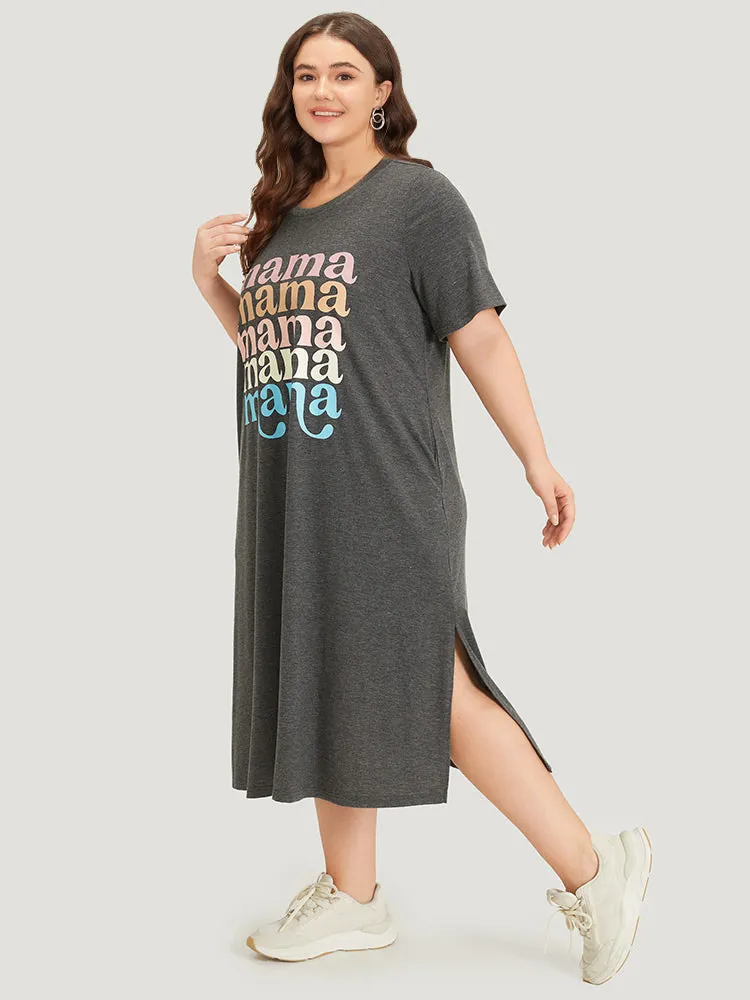 Supersoft Essentials Letter Print Pocket Split Side Dress sold by Bloomchic product image thumbnail 5