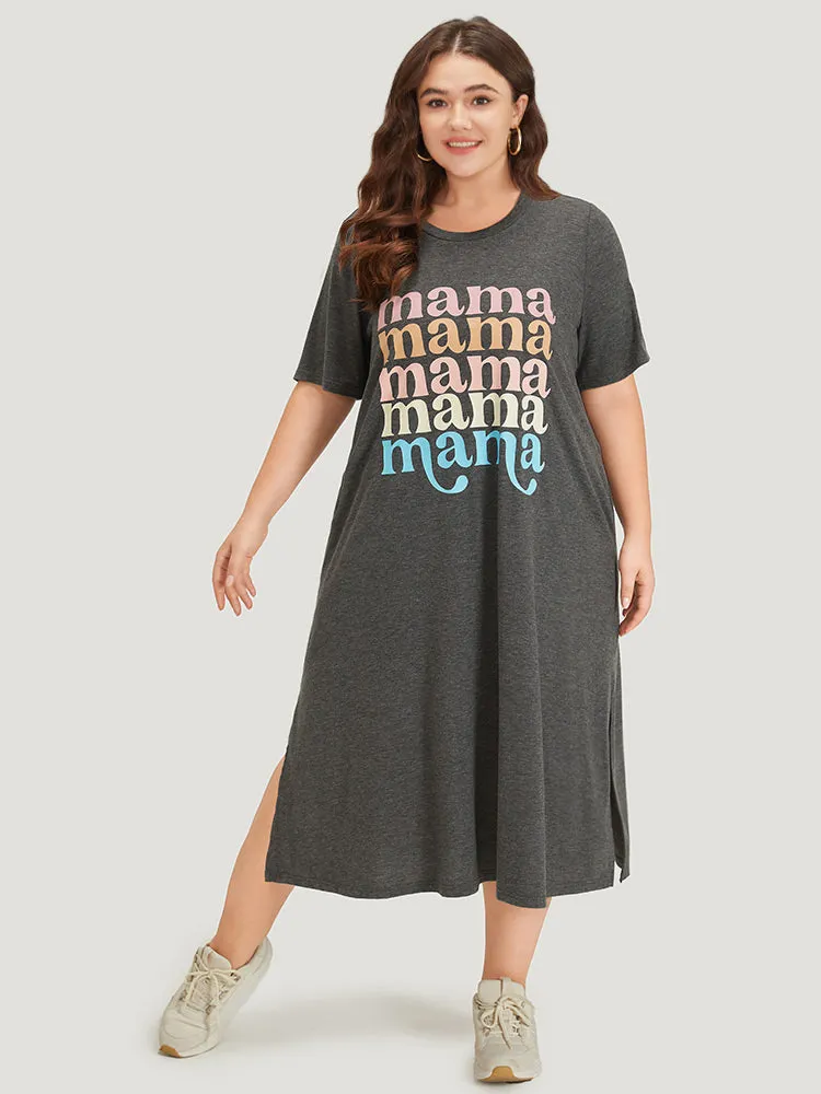 Supersoft Essentials Letter Print Pocket Split Side Dress sold by Bloomchic