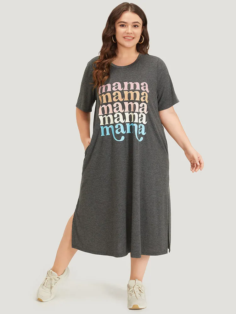 Supersoft Essentials Letter Print Pocket Split Side Dress sold by Bloomchic product image thumbnail 3