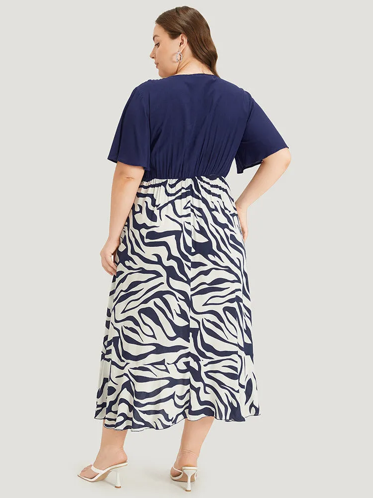 Water Ripple Patchwork Wrap Pocket Knotted Dress sold by Bloomchic product image thumbnail 4