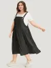 Solid Sleeveless Gathered Pocket Overall Midi Dress sold by Bloomchic