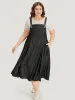 Solid Sleeveless Gathered Pocket Overall Midi Dress sold by Bloomchic