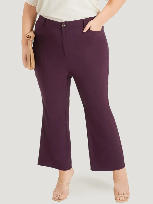 Solid Pocket Bootcut Ankle Pants sold by Bloomchic