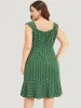 Polka Dot Ruffle Hem Pocket Square Neck Sleeveless Dress sold by Bloomchic