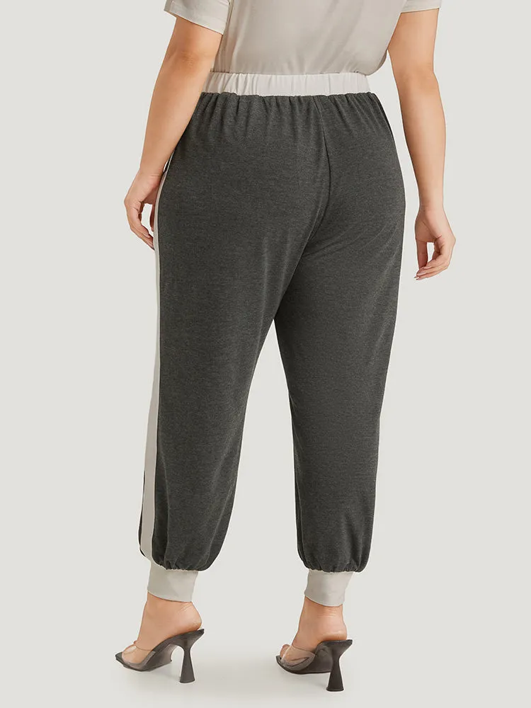 Two Tone Patchwork Pocket Elastic Waist Sweatpants sold by Bloomchic product image thumbnail 5