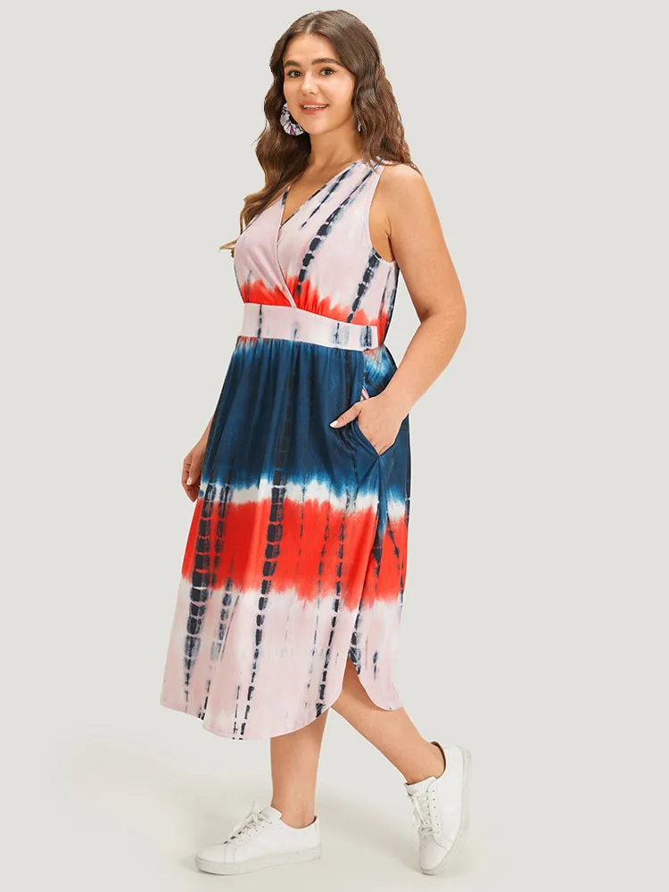 Tie Dye Pocket Wrap Arc Hem Tank Dress sold by Bloomchic product image thumbnail 2
