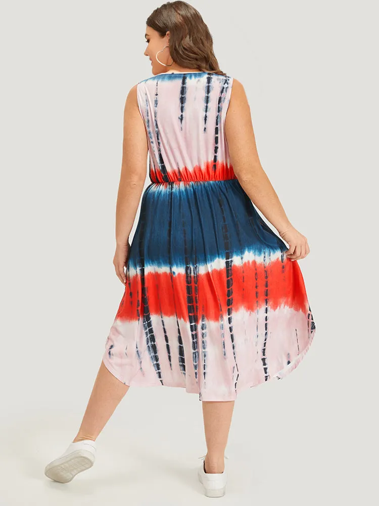Tie Dye Pocket Wrap Arc Hem Tank Dress sold by Bloomchic product image thumbnail 3