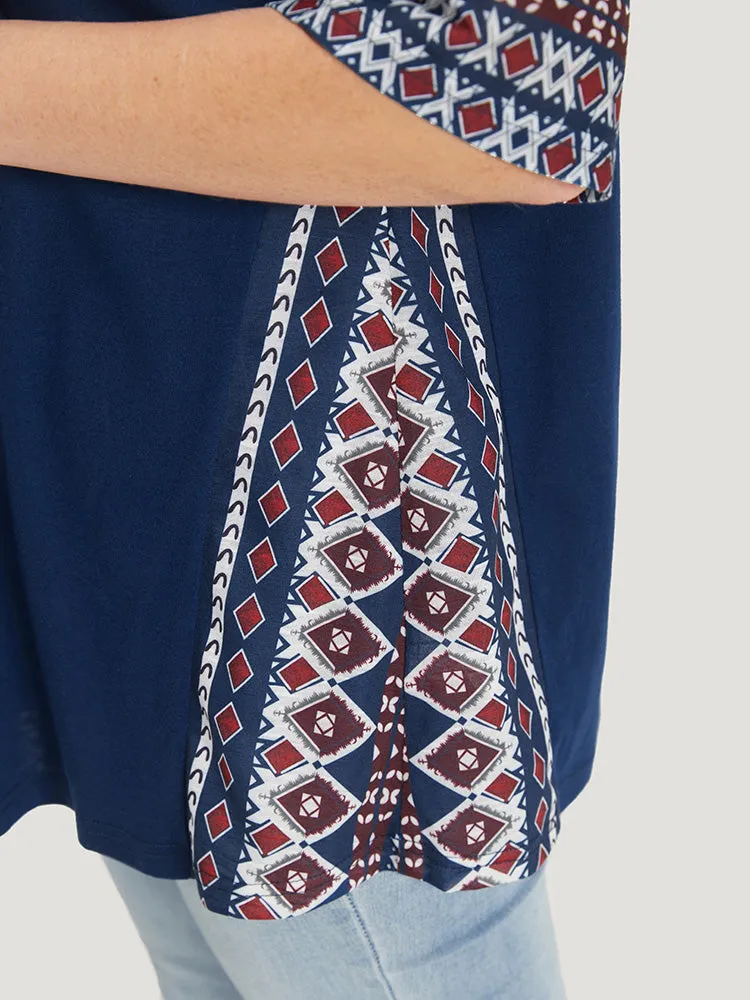 Bandana Print Patchwork Crew Neck T-shirt sold by Bloomchic product image thumbnail 5