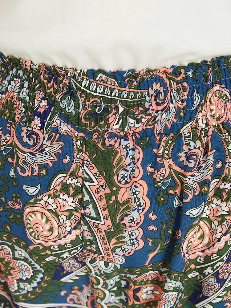 Paisley Print Shirred Pocket Elastic Waist Pants sold by Bloomchic product image thumbnail 5