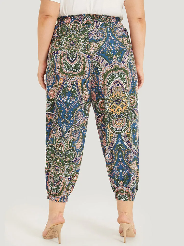 Paisley Print Shirred Pocket Elastic Waist Pants sold by Bloomchic product image thumbnail 4